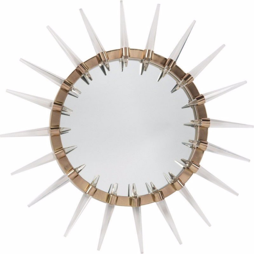 Picture of ROUND MIRROR IN BRASS FRAME WITH ACRYLIC SPIKES