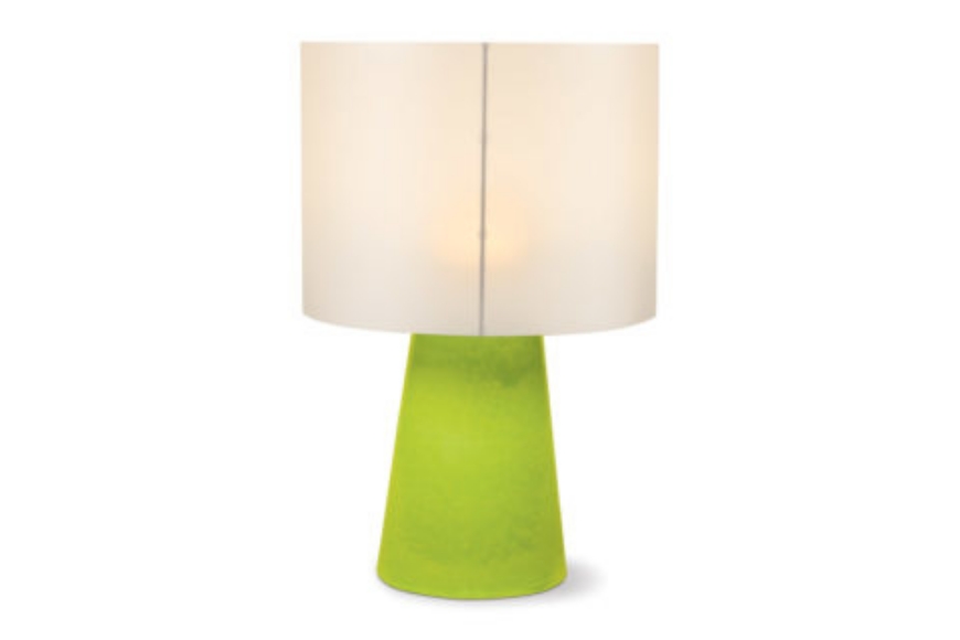 Picture of INDA COPENHAGEN CERAMIC CORDLESS OUTDOOR LED TABLE LAMP  APPLE GREEN SOFT PEARL SHADE