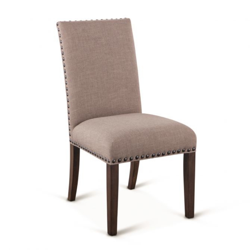 Picture of SOFIE DINING CHAIR TAUPE LINEN WITH WEATHERED TEAK LEGS