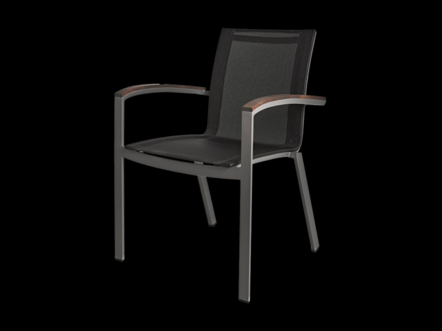 Picture of STACKING SLING ARM CHAIR | GRAY BASE WITH BLACK SLING