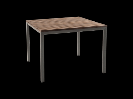 Picture of 40″ SQUARE DINING TABLE | GRAY BASE WITH IPE TOP
