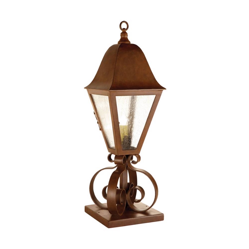 Picture of SINGLE LIGHT FORGED IRON POST MOUNT LANTERN