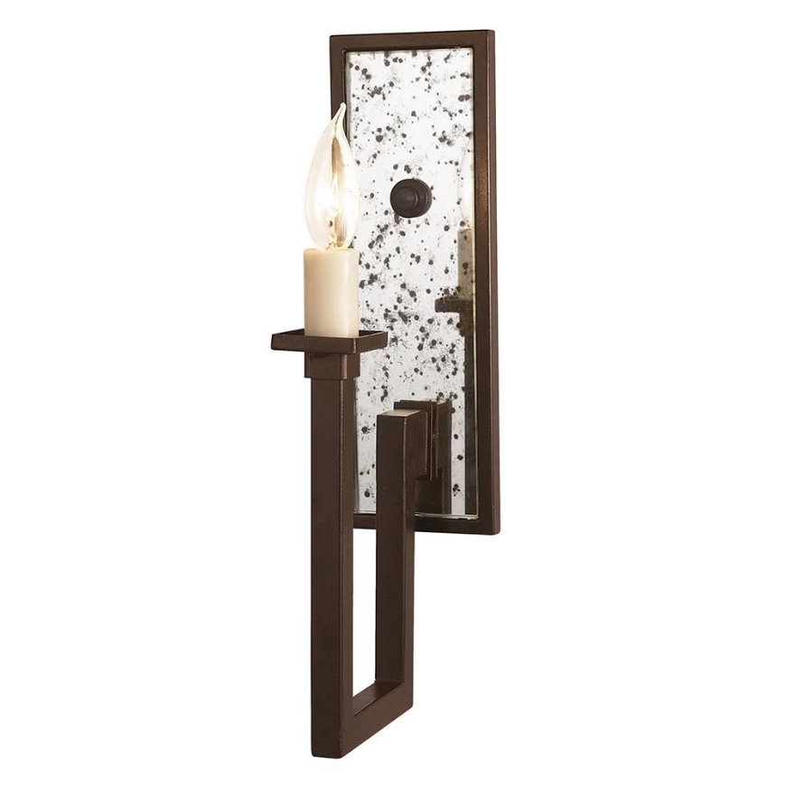 Picture of IRON WALL SCONCE WITH ANTIQUE MIRROR BACKPLATE