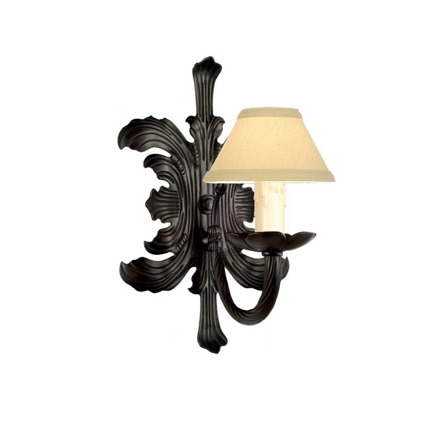 Picture of SINGLE LIGHT FORGED IRON WALL LAMP WITH HANDMADE BACKPLATE